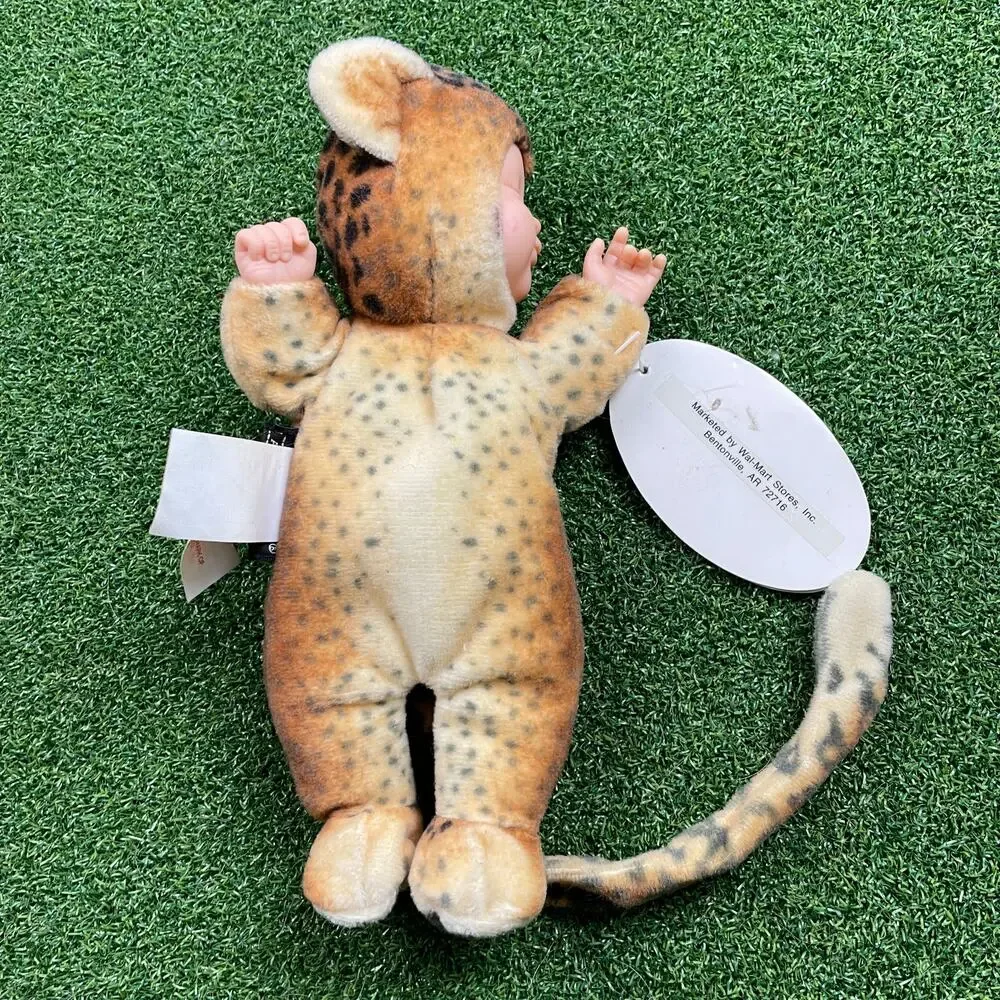 Vintage Anne Geddes Sleeping Baby Leopard Plush Stuffed Animal